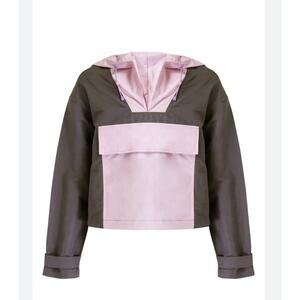 Sweaty Betty Gray‎ Purple Nomad Hooded Pullover Jacket US 8 color block